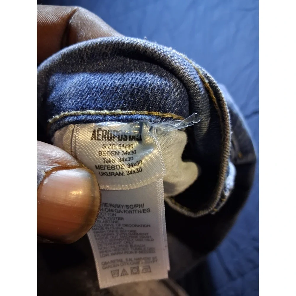 Aeropostale (34x30)‎ Men's Mid-Rise Skinny Jeans Dark Wash Blue